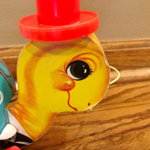 Tippy Toe Turtle Fisher Price 1962 VTG Pull Toy Bell Sound # 773 - Picture 8 of 12